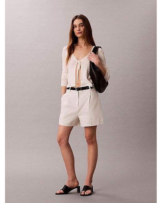 Calvin Klein Natural Jeans Linen Blend Tailored Shorts