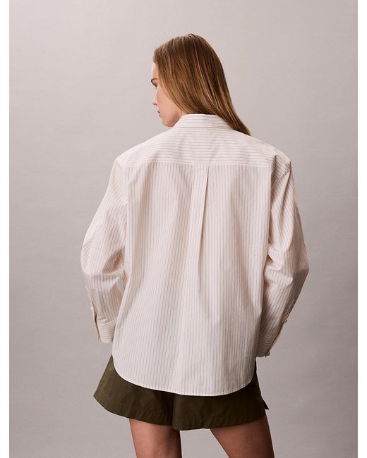 Calvin Klein Pink Relaxed Cotton Poplin Stripe Shirt
