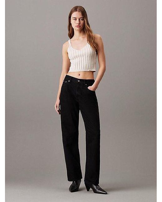 Calvin Klein Multicolor Bralette-Top Aus Plattiertem Baumwollstrick