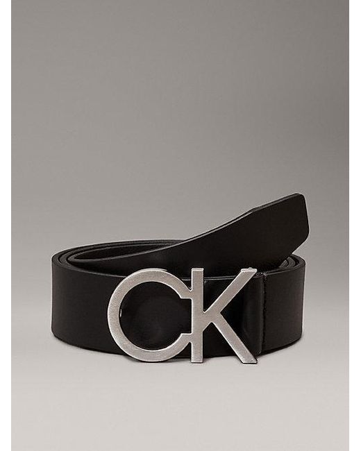 Calvin Klein Black Leather Logo Belt for men