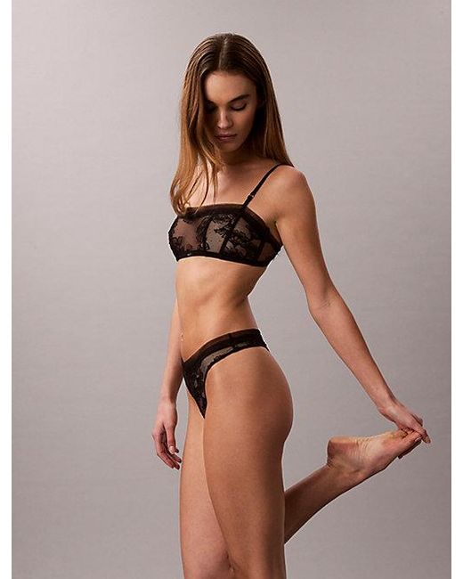Calvin Klein Brown Bandeau Bra Ck Floral Lace