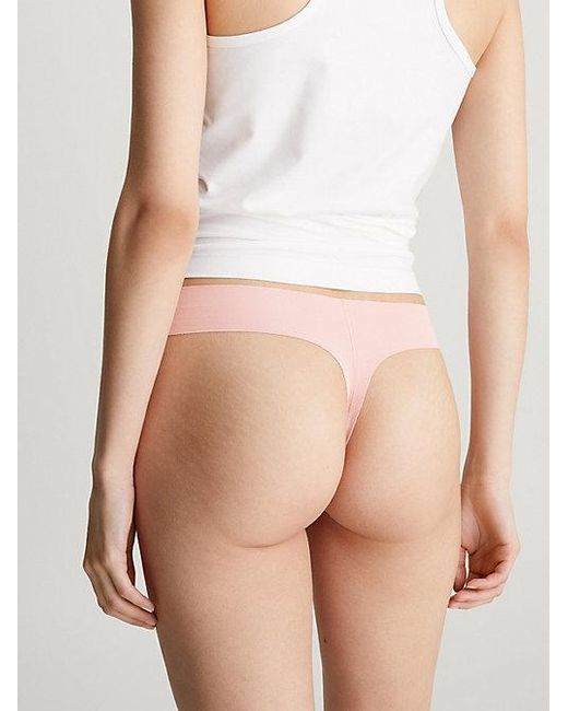 Calvin Klein Pink Thong Invisibles Cotton