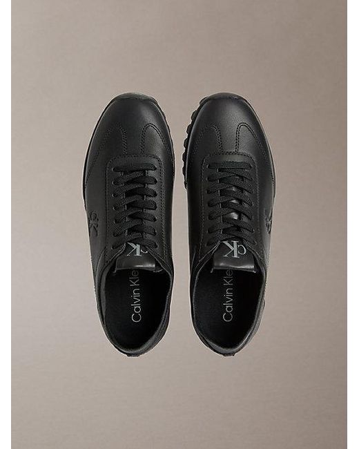 Calvin Klein Gray Jeans Leather Low Profile Runner Trainers