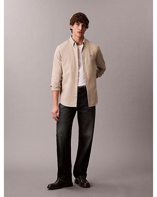 Calvin Klein Natural Jeans Oxford Cotton Button Down Shirt for men