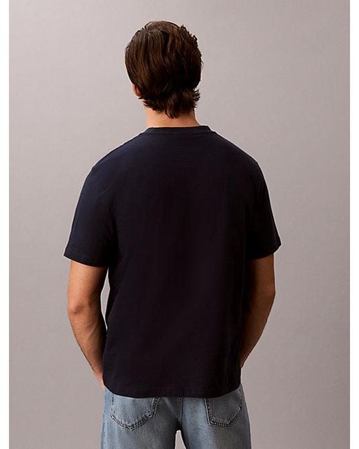 Calvin Klein Blue Jeans Relaxed Embossed Logo T-Shirt for men
