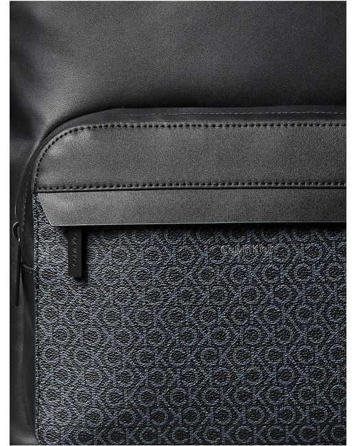 Calvin Klein Gray Allover Monogram Logo Backpack for men