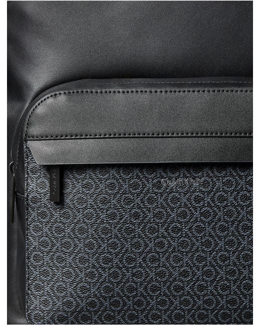 Calvin Klein Gray Allover Monogram Logo Backpack for men