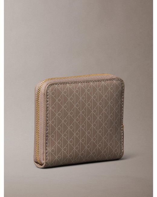 Calvin Klein Brown Rfid Square Zip-Around Logo Wallet