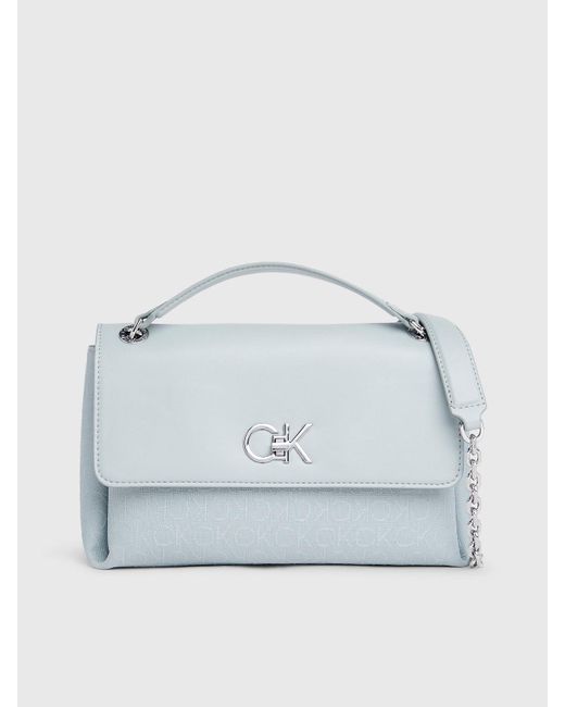 Calvin Klein Blue Convertible Logo Jacquard Shoulder Bag