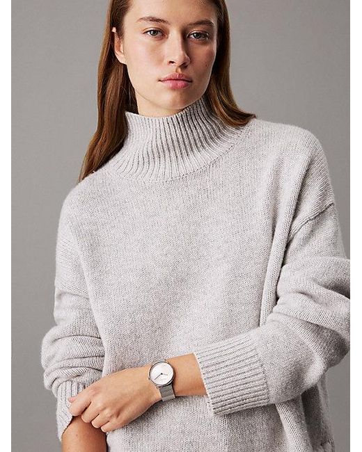 Calvin Klein Gray Monogram Logo Mesh Bracelet Watch