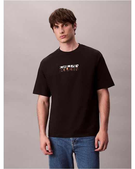 Calvin Klein Black Block Logo Graphic Relaxed T-Shirt for men