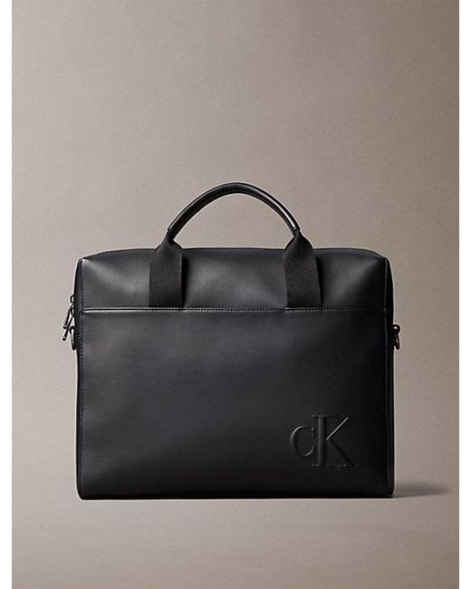Calvin Klein Gray Embossed Monogram Commuter Bag for men