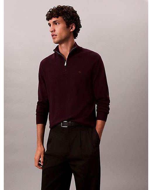 Calvin Klein Multicolor Merino Wool Quarter Zip Jumper for men