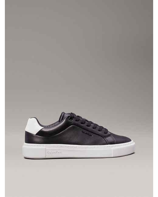 Calvin Klein Leather Trainers in Grey Lyst UK