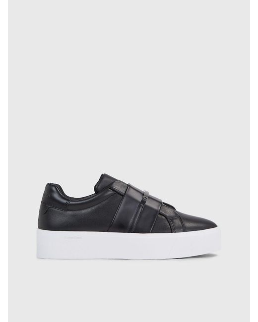 Calvin Klein Black Leather Slip-on Shoes