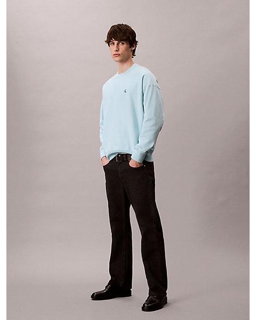 Calvin Klein Blue Jeans Relaxed Monogram Sweatshirt for men