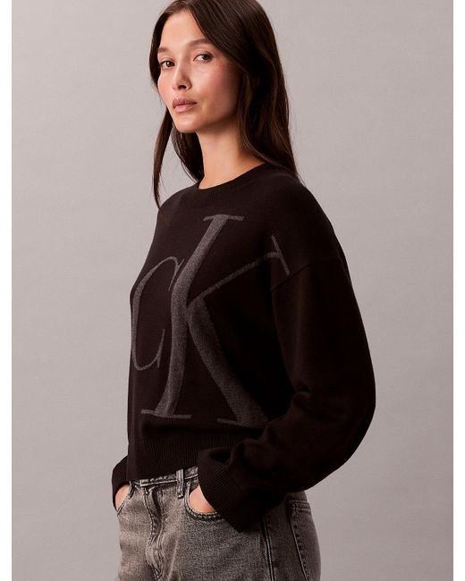 Calvin Klein Brown Smooth Cotton Monogram Jacquard Top