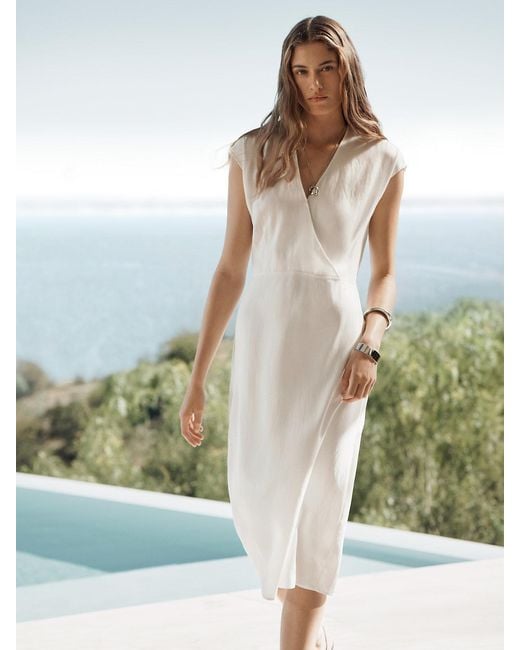 Calvin Klein Pink Soft Lyocell Linen Midi Dress