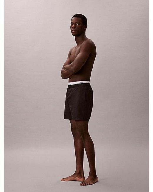 Calvin Klein Brown Medium Drawstring Swim Shorts Ck Essentials for men