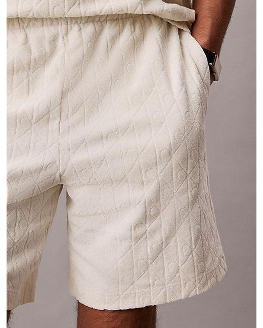 Calvin Klein Natural Jeans Emblem Logo Towelling Shorts for men