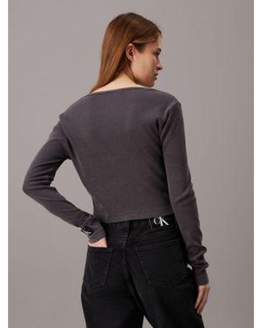 Calvin Klein Slim Vest Van Gewassen Katoen in het Gray