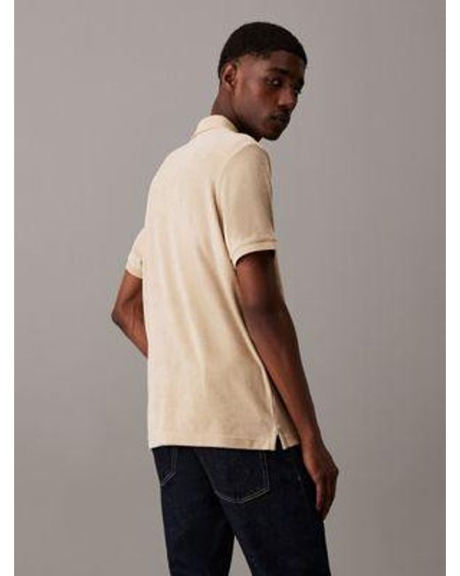 Calvin Klein Poloshirt aus Frottee in Natural für Herren