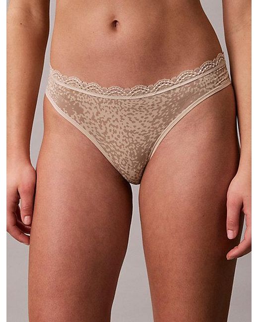 Calvin Klein Gray 3 Pack Thongs Microfibre Stretch Lace