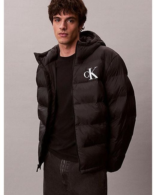 Calvin Klein Brown Jeans Monogram Puffer Jacket for men