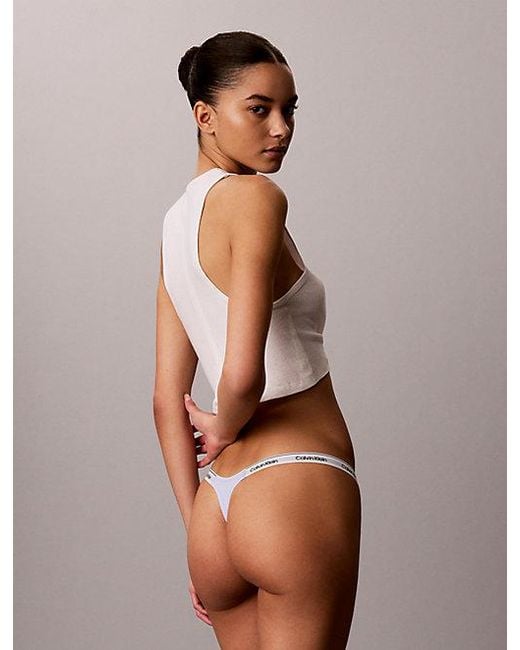 Calvin Klein Gray Dipped String Thong Icon Logo