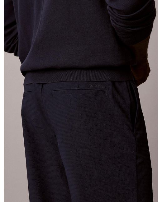 Calvin Klein Blue Seersucker Pull-On Trousers for men