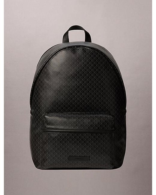 Calvin Klein Black Coated Canvas Emblem Logo Backpack for men