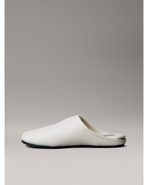 Calvin Klein Gray Felt Signature Logo Mule Slippers