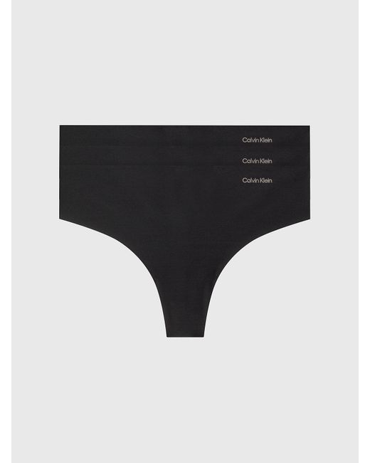 Calvin Klein Black 3 Pack Thongs - Invisibles