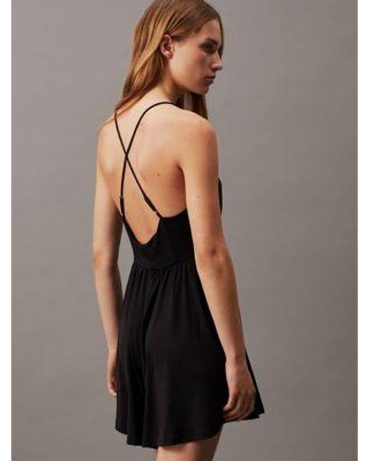 Calvin Klein Jumpsuit Van Zachte Modal Jersey in het Black