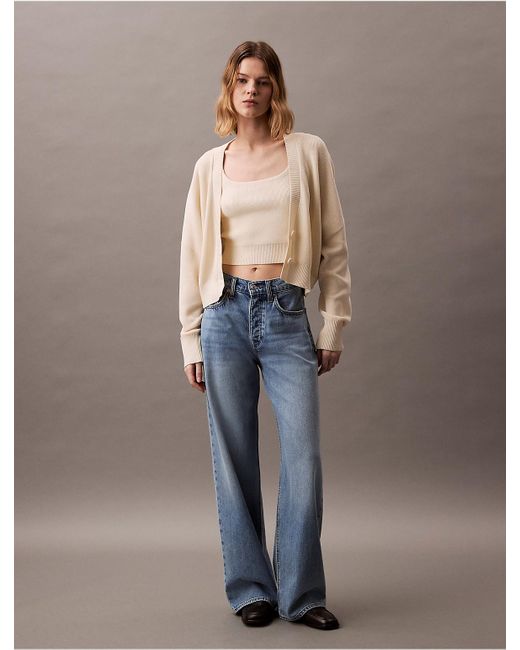 Calvin Klein Natural Calvin Klein 2-In-1 Cropped Cardigan And Tank Top Set
