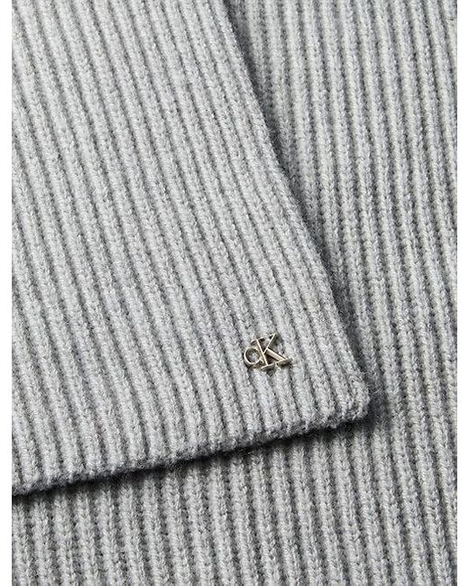 Calvin Klein Sjaal Van Wolmix Met Signature Logo in het Gray voor heren