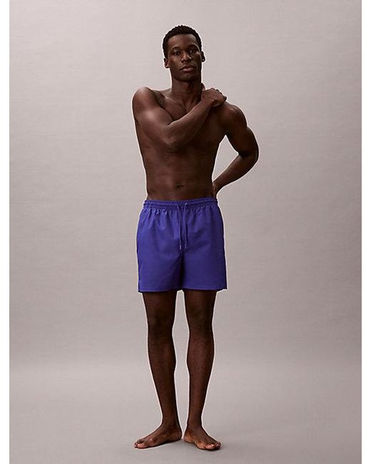 Calvin Klein Purple Medium Drawstring Swim Shorts Ck Monogram for men