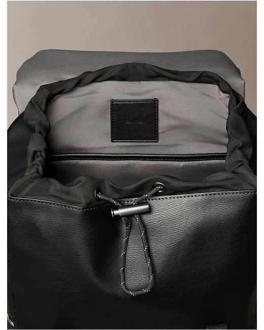 Calvin Klein Black Emblem Logo Flap Backpack for men