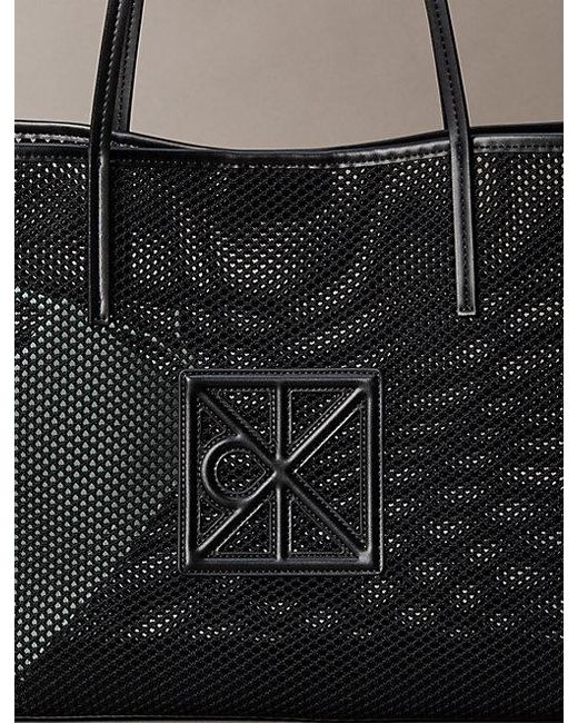 Calvin Klein Black Emblem Logo Mesh Tote Bag