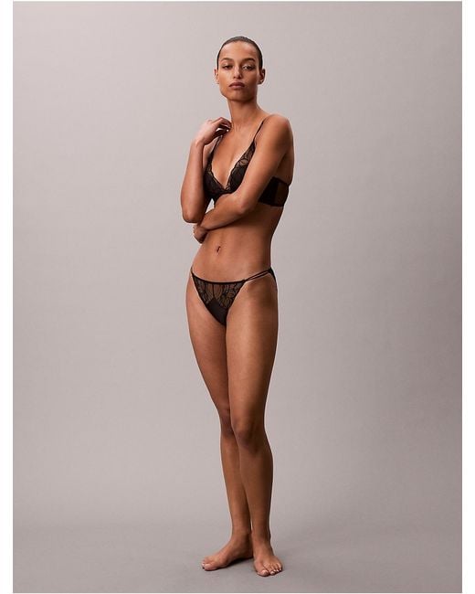 Calvin Klein Black Bikini Briefs Ck Floral Lace
