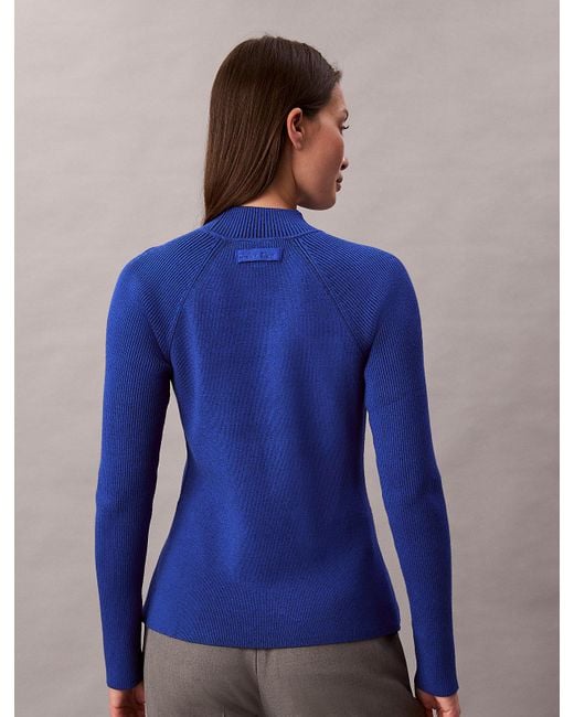 Maglione A Collo Alto A Costine di Calvin Klein in Blue
