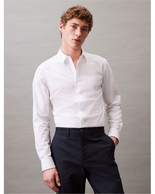 Calvin Klein Gray Cotton Stretch Classic Fit Pants for men