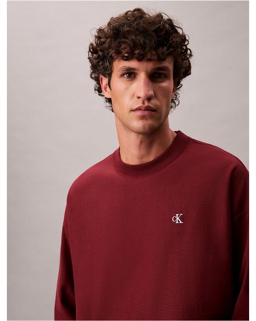 Calvin Klein Red Calvin Klein Premium Fleece Relaxed Sweatshirt for men