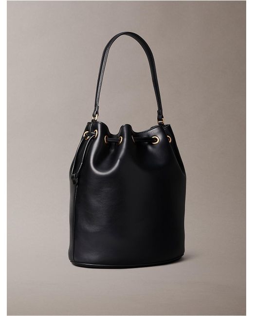 Calvin Klein Black Embossed Monogram Logo Bucket Bag