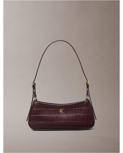 Calvin Klein Multicolor Monogram Logo Hardware Crocodile Print Shoulder Bag