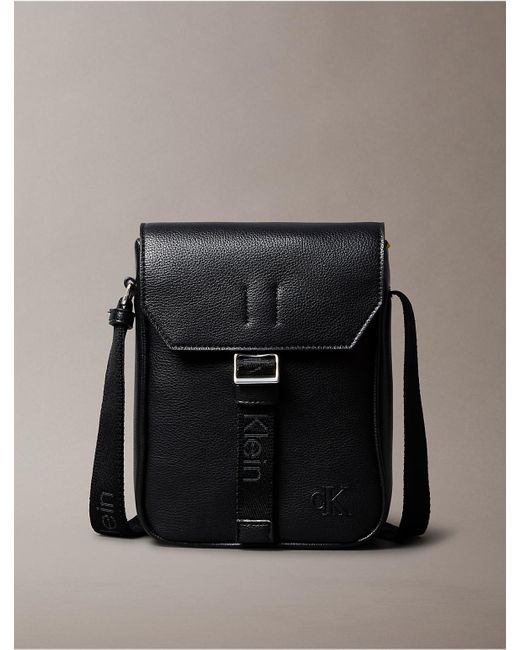 Calvin Klein Black Cargo Flap Reporter Bag for men