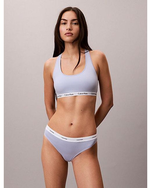 Calvin Klein Purple Thong Cotton Stretch Rib