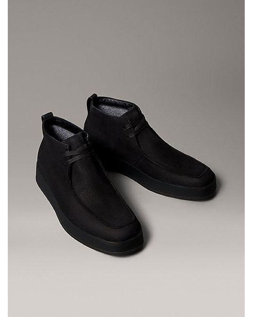 Calvin Klein Black Leather Warm Hybrid Cupsole Chukka Boots for men