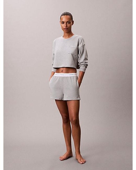 Calvin Klein Gray Cotton Jersey Lounge Shorts