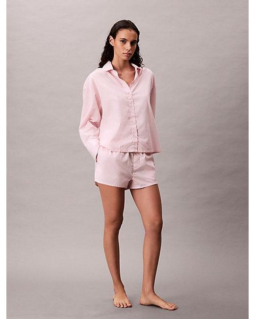 Calvin Klein Pink Cotton Poplin Pyjama Shorts
